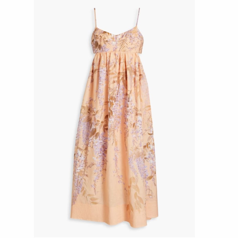 ZIMMERMAN Cutout quilted linen mini dress